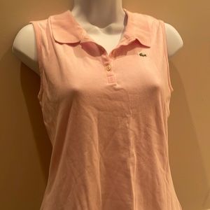 Lacoste sleeveless pink polo top. With tags